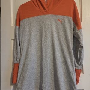 Puma Two-Tone Hoodie in Orange and Gray